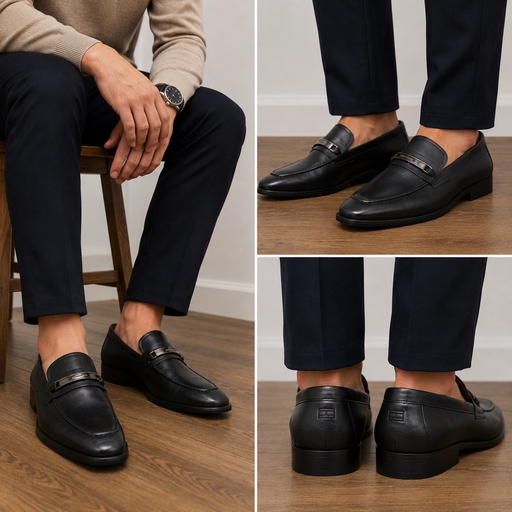 Tommy Hilfiger‎ Speer Mens Black Bit Loafers Memory Foam Dress Shoes SPEER 7.5 M